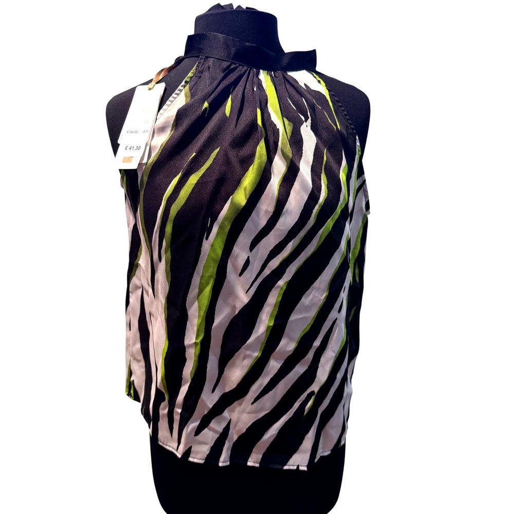 NWT Rinascimento Made in Italy Zebra Print Halter Top Size L